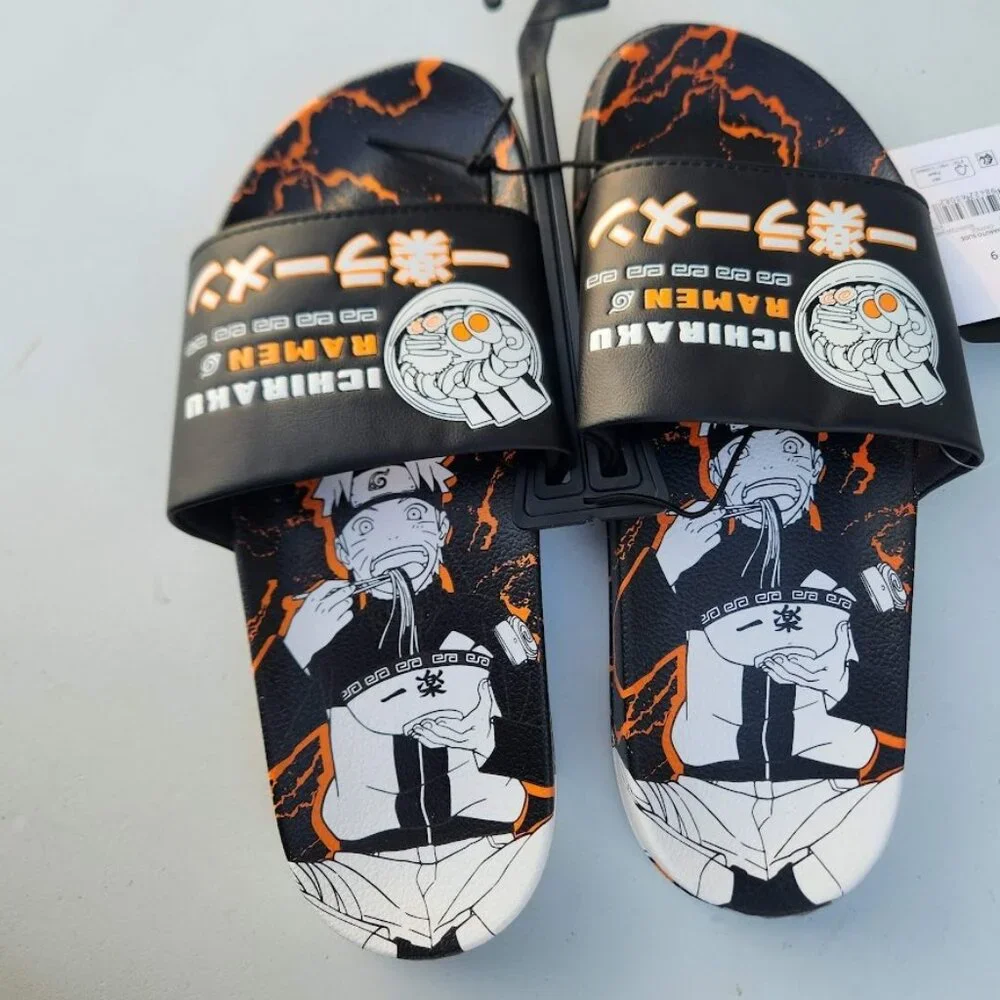 NEW Naruto Anime Ramen Men’s Size 7 Slippers Sandals Slides Shippuden Ichiraku